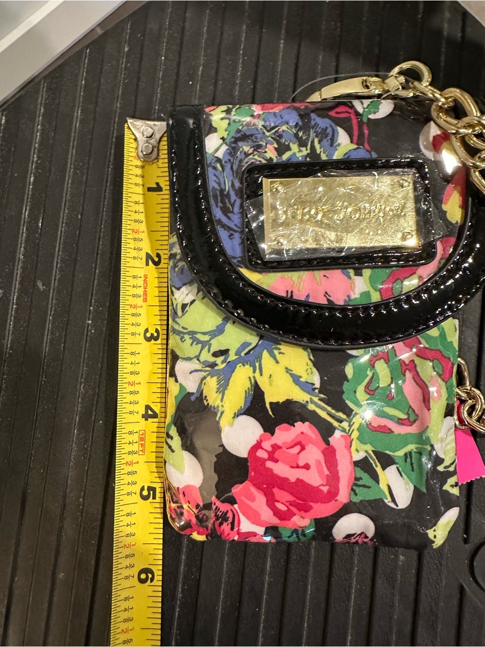 Betsy Johnson Laminated Floral Gold Chain Mini shoulder Bag